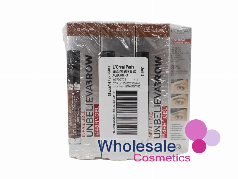6 x L'Oreal Infaillible 48H Unbelieva Brow Gel - 6.32 AUBURN